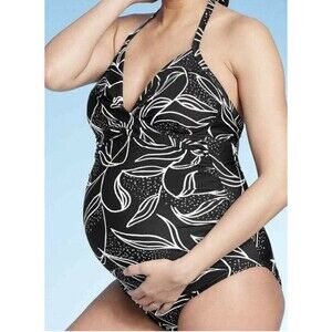 NEW Maternity Swimsuit Ingrid & Isabel Black & White Size Large